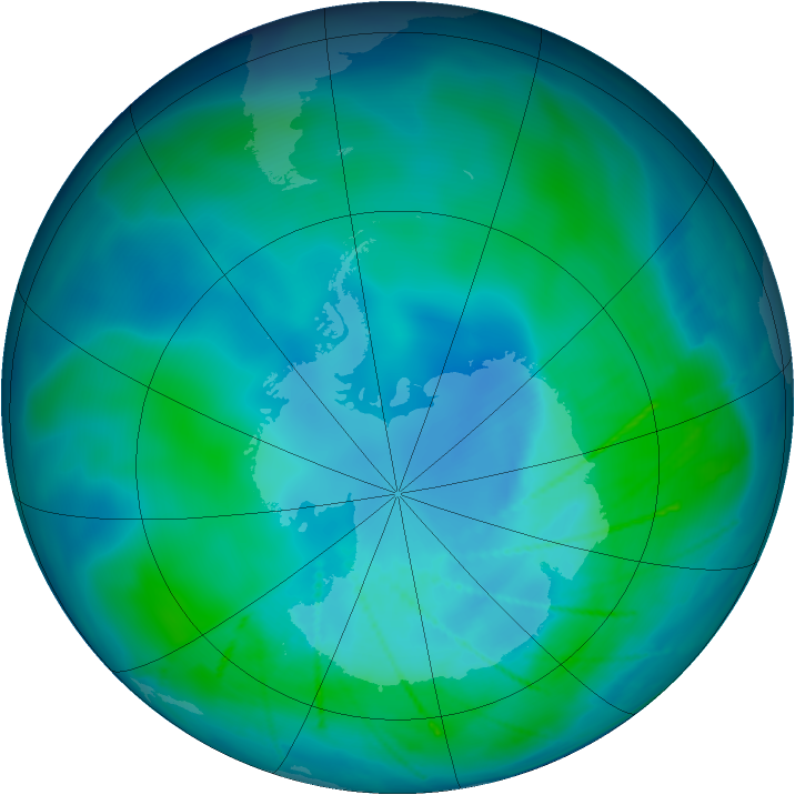 Antarctic ozone map for 19 February 2010